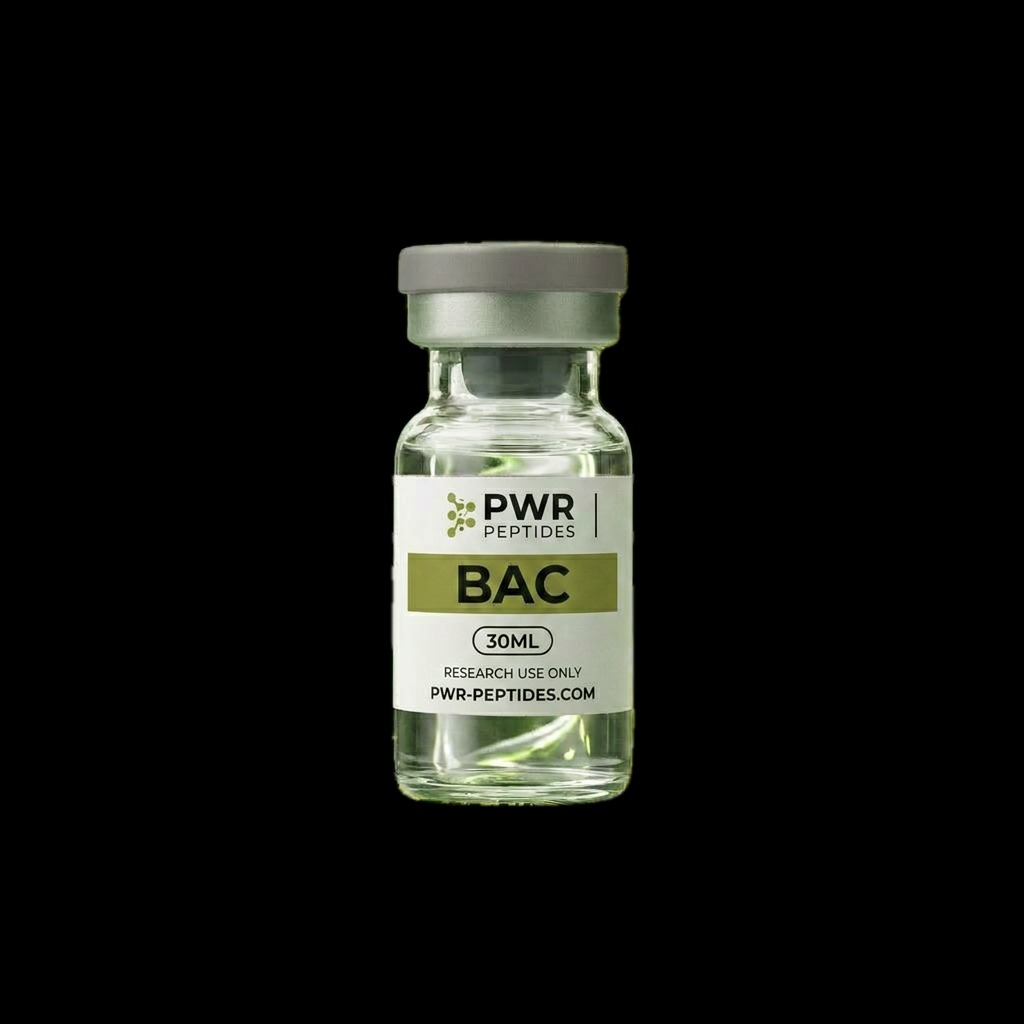 Bacteriostatic Water 30mL research peptide vial — Pharmaceutical-grade reconstitution solution. Supplies category. Pharmaceutical-grade, third-party tested by PWR Peptides.