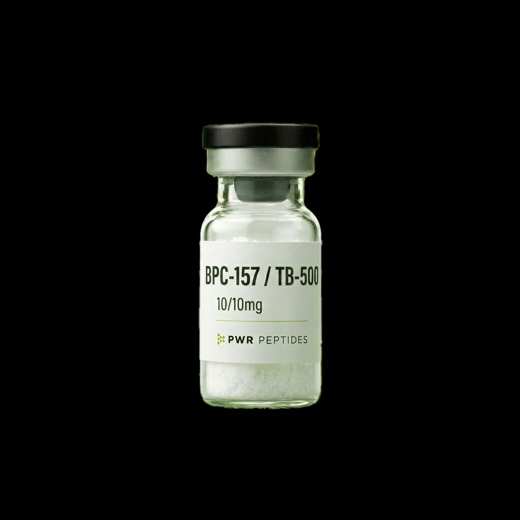Wolverine Blend 20mg research peptide vial — Dual-peptide laboratory research blend. BPC & TB Research category. Pharmaceutical-grade, third-party tested by PWR Peptides.