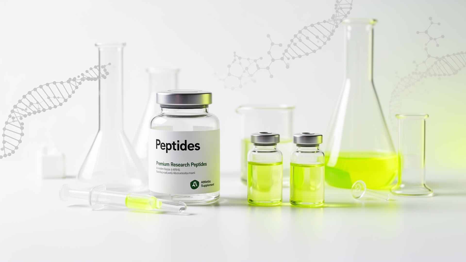 Research peptide vials in a clean laboratory setting
