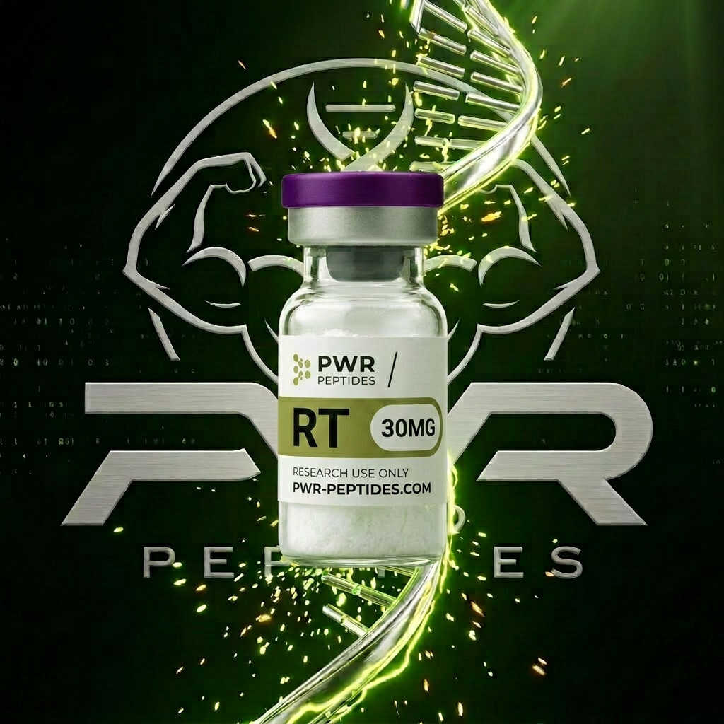 RT 30mg research peptide vial — Triple-action GLP-1/GIP/Glucagon receptor agonist. Weight Management category. Pharmaceutical-grade, third-party tested by PWR Peptides.