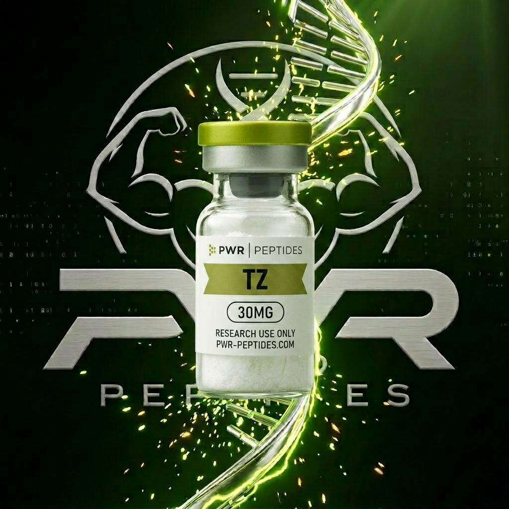 TZ 30mg research peptide vial — Dual-action GLP-1/GIP receptor agonist. Weight Management category. Pharmaceutical-grade, third-party tested by PWR Peptides.